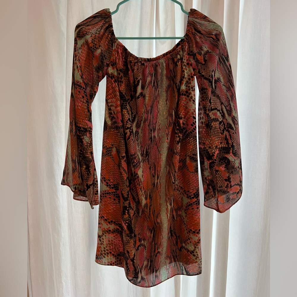 Buddy love off the shoulder bell sleeve mini dress